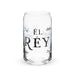 El Rey Exclusive Art Piece Can-Shaped Glass Home Office Work Mexican Spanish Pride Gift Cup One-Of-A-Kind Calligraphy Glass | E8 Mexicada 16 oz