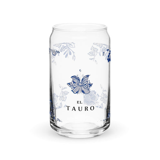 El Tauro Exclusive Art Piece Can-Shaped Glass Home Office Work Mexican Spanish Pride Gift Cup One-Of-A-Kind Calligraphy Glass | E5 Mexicada 16 oz