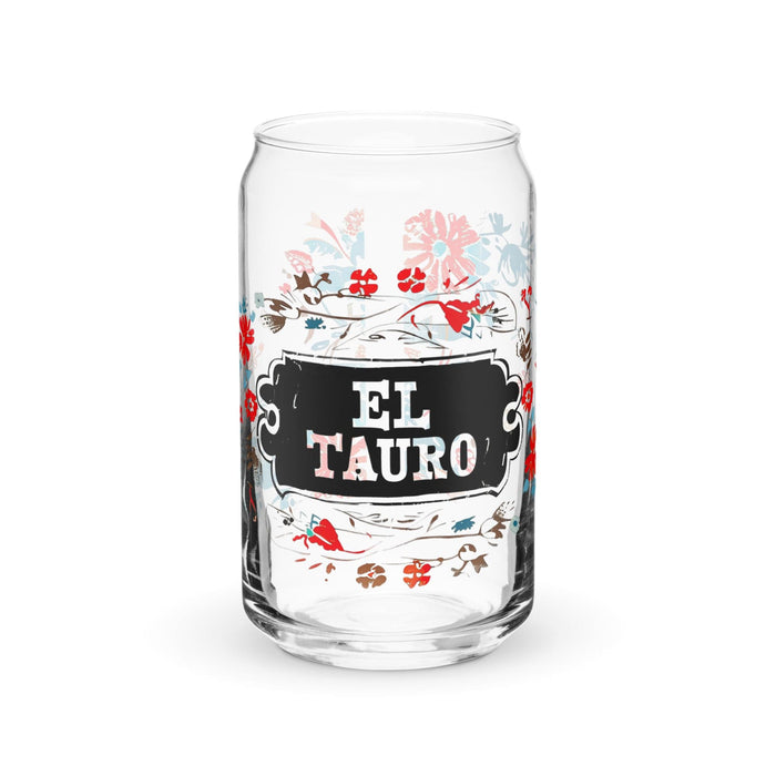 El Tauro Exclusive Art Piece Can-Shaped Glass Home Office Work Mexican Spanish Pride Gift Cup One-Of-A-Kind Calligraphy Glass | E6 Mexicada 16 oz