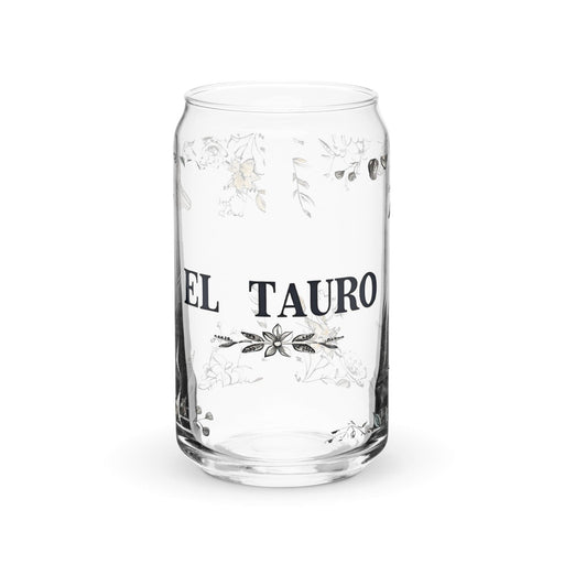 El Tauro Exclusive Art Piece Can-Shaped Glass Home Office Work Mexican Spanish Pride Gift Cup One-Of-A-Kind Calligraphy Glass | E7 Mexicada 16 oz