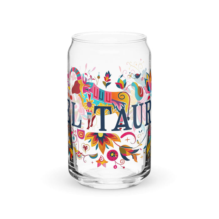 El Tauro Exclusive Art Piece Can-Shaped Glass Home Office Work Mexican Spanish Pride Gift Cup One-Of-A-Kind Calligraphy Glass | E8 Mexicada 16 oz