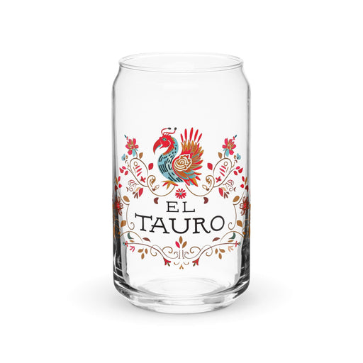 El Tauro Exclusive Art Piece Can-Shaped Glass Home Office Work Mexican Spanish Pride Gift Cup One-Of-A-Kind Calligraphy Glass | E10 Mexicada 16 oz