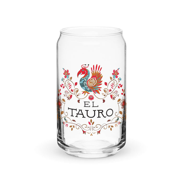 El Tauro Exclusive Art Piece Can-Shaped Glass Home Office Work Mexican Spanish Pride Gift Cup One-Of-A-Kind Calligraphy Glass | E10 Mexicada 16 oz