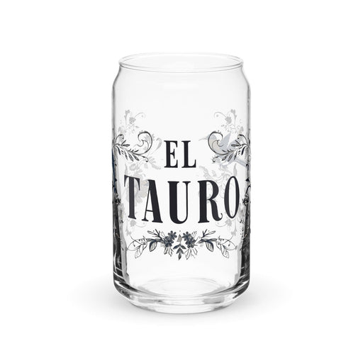 El Tauro Exclusive Art Piece Can-Shaped Glass Home Office Work Mexican Spanish Pride Gift Cup One-Of-A-Kind Calligraphy Glass | E12 Mexicada 16 oz