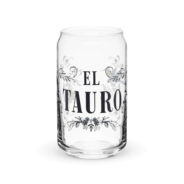 El Tauro Exclusive Art Piece Can-Shaped Glass Home Office Work Mexican Spanish Pride Gift Cup One-Of-A-Kind Calligraphy Glass | E12 Mexicada 16 oz