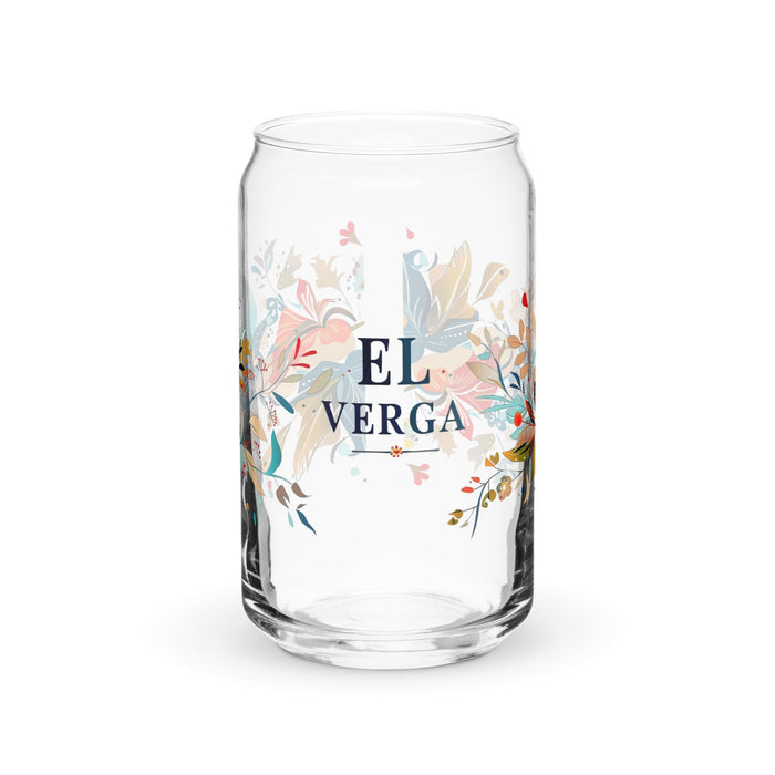 El Verga Exclusive Art Piece Can-Shaped Glass Home Office Work Mexican Spanish Pride Gift Cup One-Of-A-Kind Calligraphy Glass | E2 Mexicada 16 oz