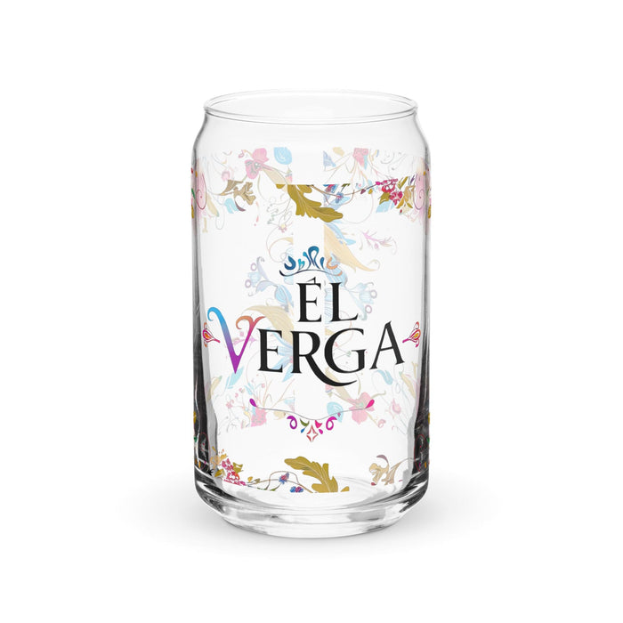 El Verga Exclusive Art Piece Can-Shaped Glass Home Office Work Mexican Spanish Pride Gift Cup One-Of-A-Kind Calligraphy Glass | E3 Mexicada 16 oz