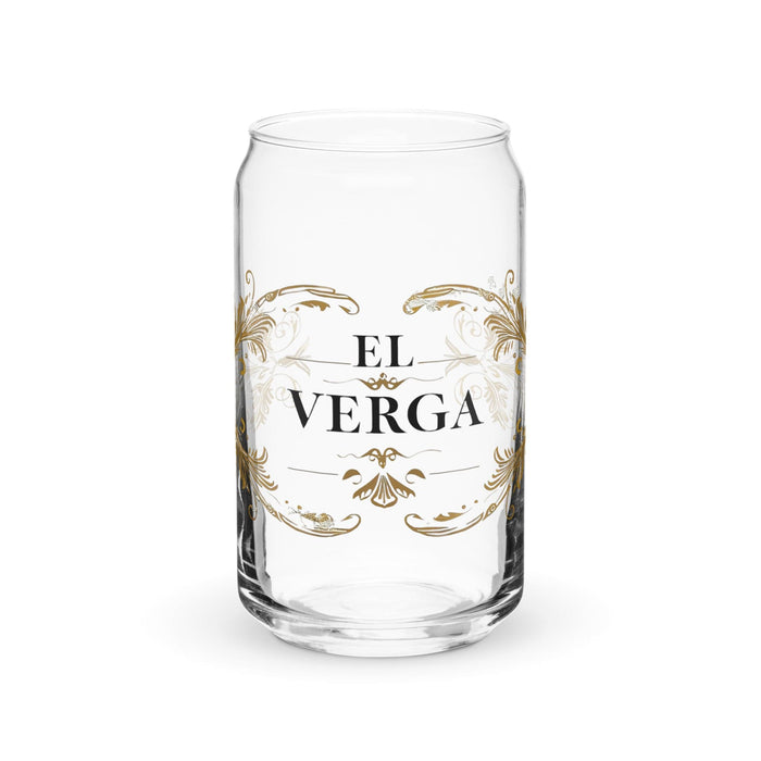 El Verga Exclusive Art Piece Can-Shaped Glass Home Office Work Mexican Spanish Pride Gift Cup One-Of-A-Kind Calligraphy Glass | E4 Mexicada 16 oz