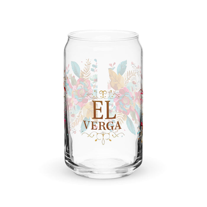 El Verga Exclusive Art Piece Can-Shaped Glass Home Office Work Mexican Spanish Pride Gift Cup One-Of-A-Kind Calligraphy Glass | E9 Mexicada 16 oz