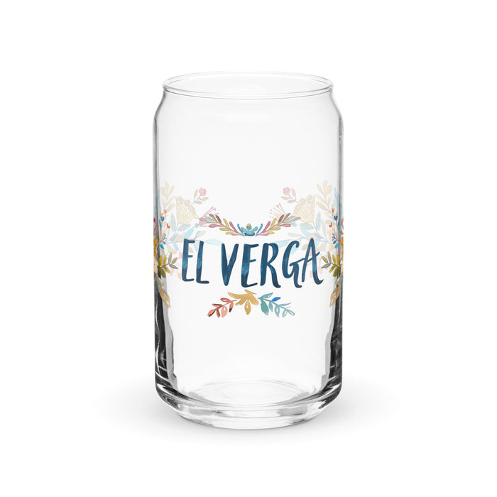 El Verga Exclusive Art Piece Can-Shaped Glass Home Office Work Mexican Spanish Pride Gift Cup One-Of-A-Kind Calligraphy Glass | E11 Mexicada 16 oz