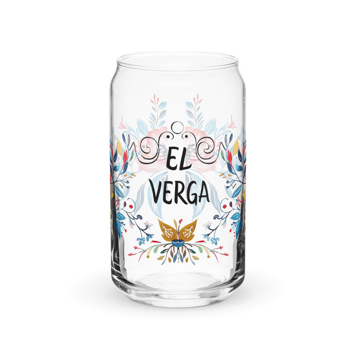 El Verga Exclusive Art Piece Can-Shaped Glass Home Office Work Mexican Spanish Pride Gift Cup One-Of-A-Kind Calligraphy Glass | E13 Mexicada 16 oz