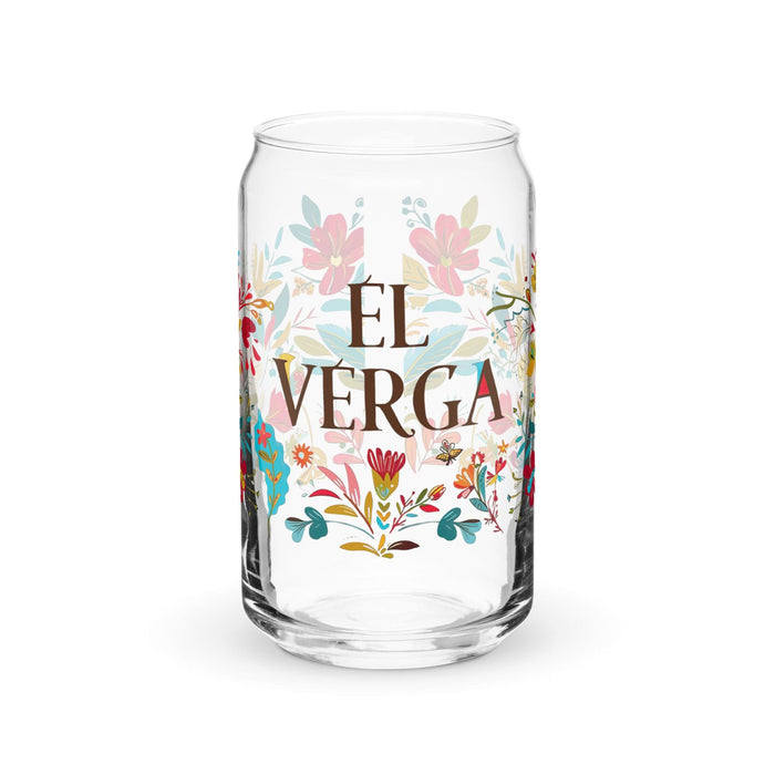 El Verga Exclusive Art Piece Can-Shaped Glass Home Office Work Mexican Spanish Pride Gift Cup One-Of-A-Kind Calligraphy Glass | E14 Mexicada 16 oz