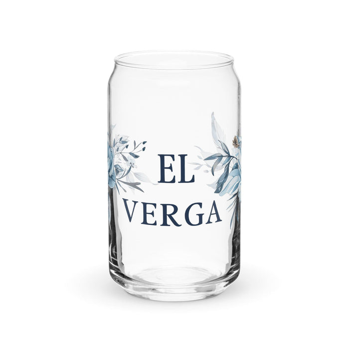 El Verga Exclusive Art Piece Can-Shaped Glass Home Office Work Mexican Spanish Pride Gift Cup One-Of-A-Kind Calligraphy Glass | E15 Mexicada 16 oz