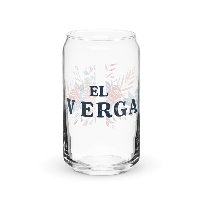 El Verga Exclusive Art Piece Can-Shaped Glass Home Office Work Mexican Spanish Pride Gift Cup One-Of-A-Kind Calligraphy Glass | E16 Mexicada 16 oz