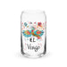 El Virgo Exclusive Art Piece Can-Shaped Glass Home Office Work Mexican Spanish Pride Gift Cup One-Of-A-Kind Calligraphy Glass | E3 Mexicada 16 oz