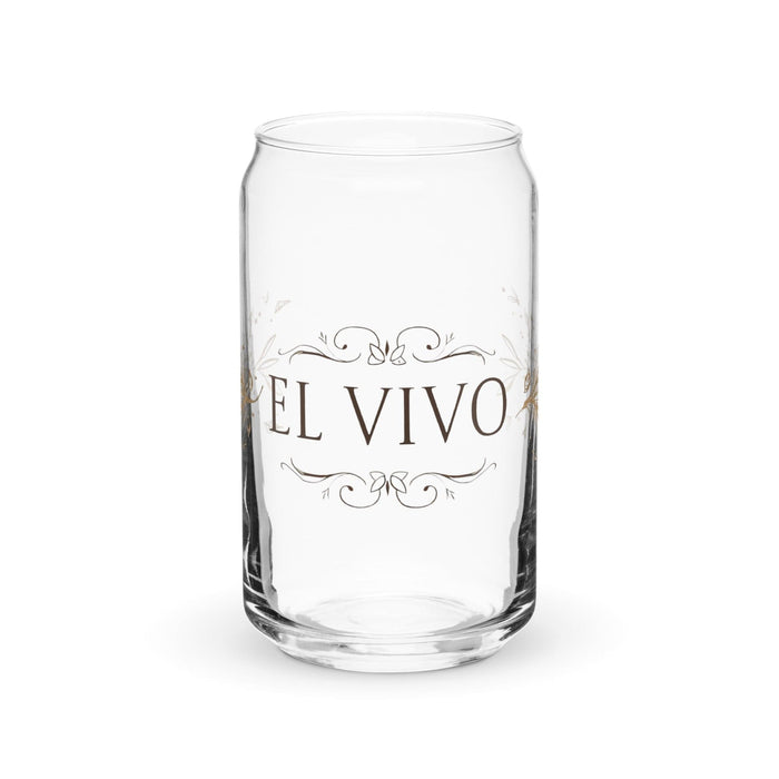 El Vivo Exclusive Art Piece Can-Shaped Glass Home Office Work Mexican Spanish Pride Gift Cup One-Of-A-Kind Calligraphy Glass | E3 Mexicada 16 oz