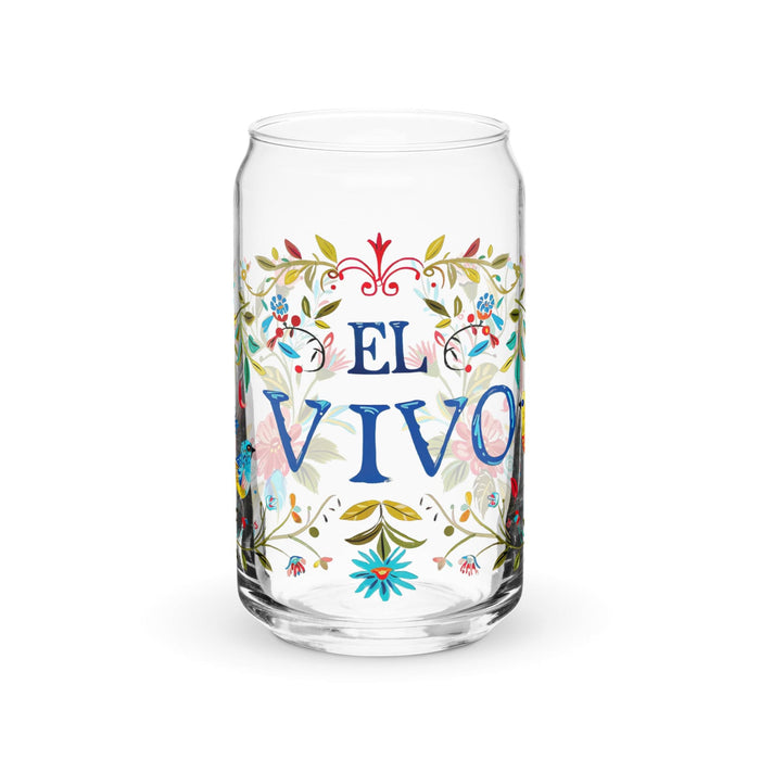 El Vivo Exclusive Art Piece Can-Shaped Glass Home Office Work Mexican Spanish Pride Gift Cup One-Of-A-Kind Calligraphy Glass | E7 Mexicada 16 oz