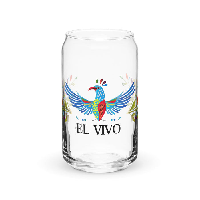 El Vivo Exclusive Art Piece Can-Shaped Glass Home Office Work Mexican Spanish Pride Gift Cup One-Of-A-Kind Calligraphy Glass | E9 Mexicada 16 oz