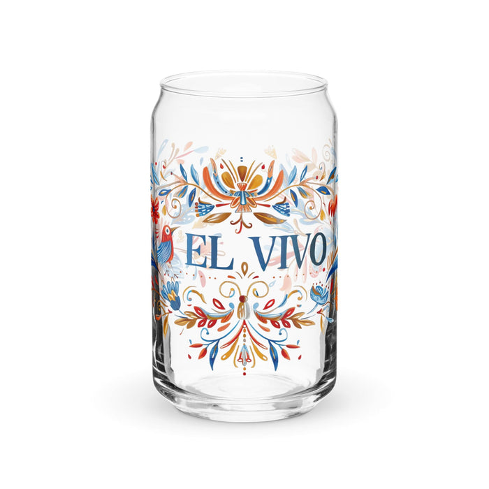 El Vivo Exclusive Art Piece Can-Shaped Glass Home Office Work Mexican Spanish Pride Gift Cup One-Of-A-Kind Calligraphy Glass | E11 Mexicada 16 oz