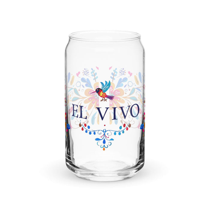 El Vivo Exclusive Art Piece Can-Shaped Glass Home Office Work Mexican Spanish Pride Gift Cup One-Of-A-Kind Calligraphy Glass | E13 Mexicada 16 oz