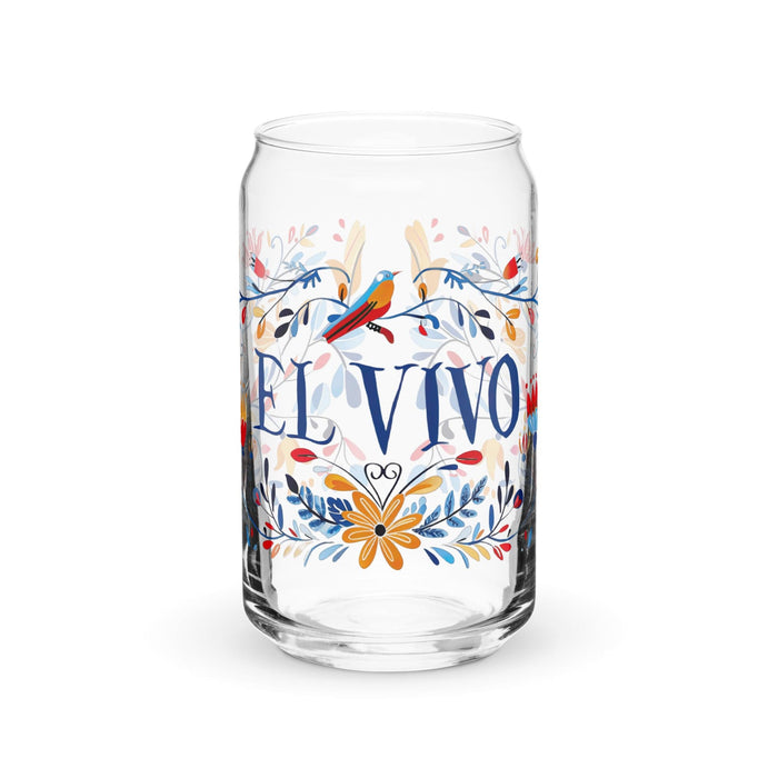 El Vivo Exclusive Art Piece Can-Shaped Glass Home Office Work Mexican Spanish Pride Gift Cup One-Of-A-Kind Calligraphy Glass | E15 Mexicada 16 oz