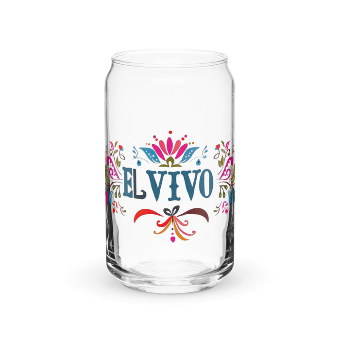 El Vivo Exclusive Art Piece Can-Shaped Glass Home Office Work Mexican Spanish Pride Gift Cup One-Of-A-Kind Calligraphy Glass | E16 Mexicada 16 oz