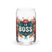 La Boss Exclusive Art Piece Can-Shaped Glass Home Office Work Mexican Spanish Pride Gift Cup One-Of-A-Kind Calligraphy Glass | L4 Mexicada 16 oz