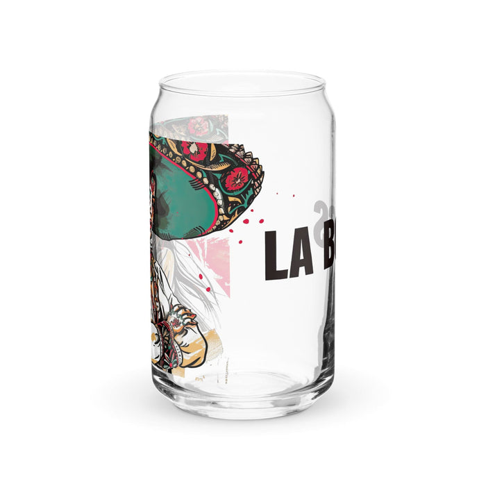 La Boss Exclusive Art Piece Can-Shaped Glass Home Office Work Mexican Spanish Pride Gift Cup One-Of-A-Kind Calligraphy Glass | L20 Mexicada 16 oz