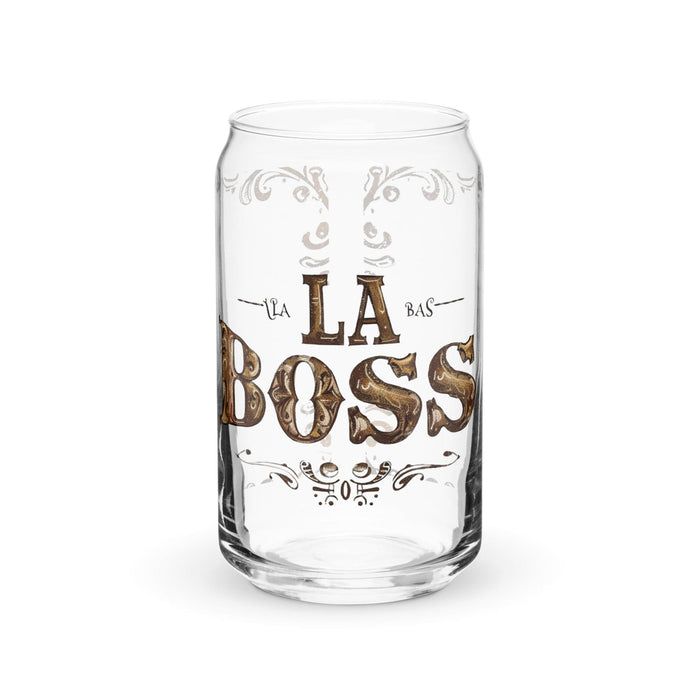 La Boss Exclusive Art Piece Can-Shaped Glass Home Office Work Mexican Spanish Pride Gift Cup One-Of-A-Kind Calligraphy Glass | L21 Mexicada 16 oz