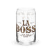 La Boss Exclusive Art Piece Can-Shaped Glass Home Office Work Mexican Spanish Pride Gift Cup One-Of-A-Kind Calligraphy Glass | L21 Mexicada 16 oz