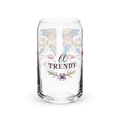 El Trendy Exclusive Art Piece Can-Shaped Glass Home Office Work Mexican Spanish Pride Gift Cup One-Of-A-Kind Calligraphy Glass | E7 Mexicada 16 oz