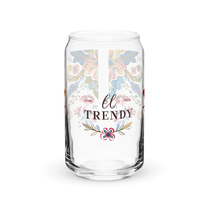 El Trendy Exclusive Art Piece Can-Shaped Glass Home Office Work Mexican Spanish Pride Gift Cup One-Of-A-Kind Calligraphy Glass | E7 Mexicada 16 oz