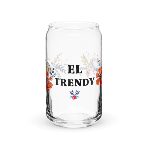 El Trendy Exclusive Art Piece Can-Shaped Glass Home Office Work Mexican Spanish Pride Gift Cup One-Of-A-Kind Calligraphy Glass | E11 Mexicada 16 oz