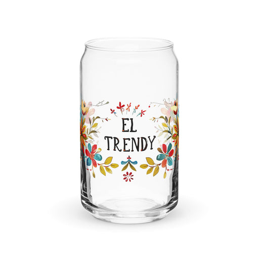 El Trendy Exclusive Art Piece Can-Shaped Glass Home Office Work Mexican Spanish Pride Gift Cup One-Of-A-Kind Calligraphy Glass | E15 Mexicada 16 oz