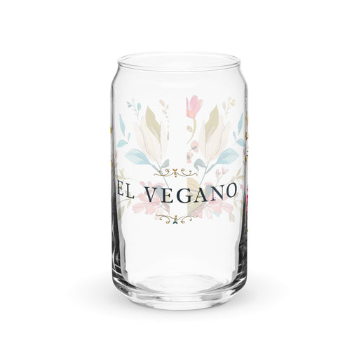 El Vegano Exclusive Art Piece Can-Shaped Glass Home Office Work Mexican Spanish Pride Gift Cup One-Of-A-Kind Calligraphy Glass | E1 Mexicada 16 oz