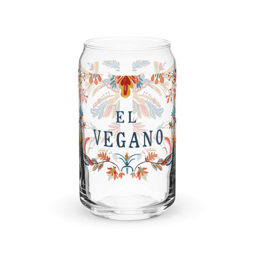 El Vegano Exclusive Art Piece Can-Shaped Glass Home Office Work Mexican Spanish Pride Gift Cup One-Of-A-Kind Calligraphy Glass | E2 Mexicada 16 oz