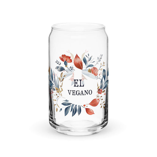 El Vegano Exclusive Art Piece Can-Shaped Glass Home Office Work Mexican Spanish Pride Gift Cup One-Of-A-Kind Calligraphy Glass | E11 Mexicada 16 oz