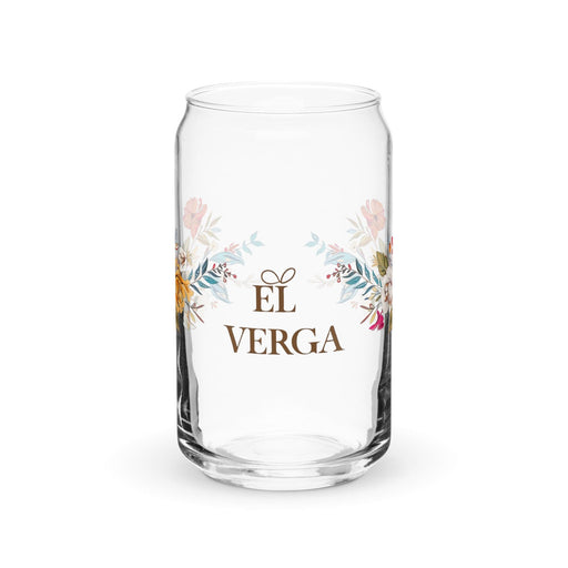 El Verga Exclusive Art Piece Can-Shaped Glass Home Office Work Mexican Spanish Pride Gift Cup One-Of-A-Kind Calligraphy Glass | E7 Mexicada 16 oz