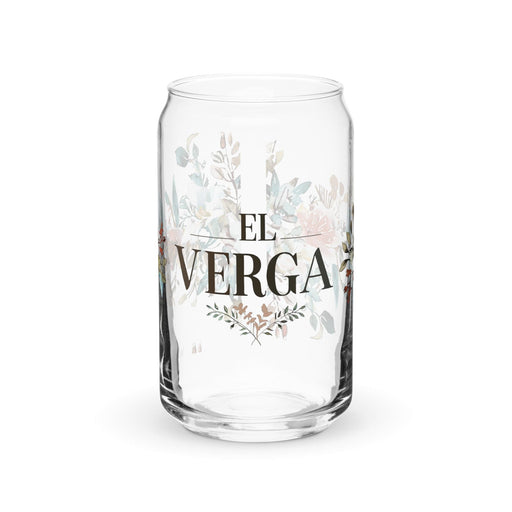 El Verga Exclusive Art Piece Can-Shaped Glass Home Office Work Mexican Spanish Pride Gift Cup One-Of-A-Kind Calligraphy Glass | E19 Mexicada 16 oz