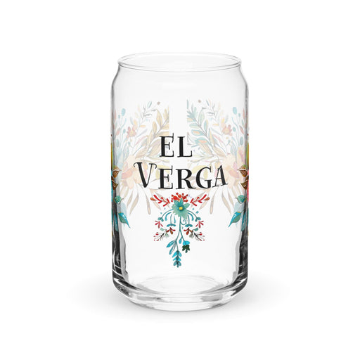 El Verga Exclusive Art Piece Can-Shaped Glass Home Office Work Mexican Spanish Pride Gift Cup One-Of-A-Kind Calligraphy Glass | E20 Mexicada 16 oz