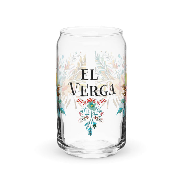 El Verga Exclusive Art Piece Can-Shaped Glass Home Office Work Mexican Spanish Pride Gift Cup One-Of-A-Kind Calligraphy Glass | E20 Mexicada 16 oz