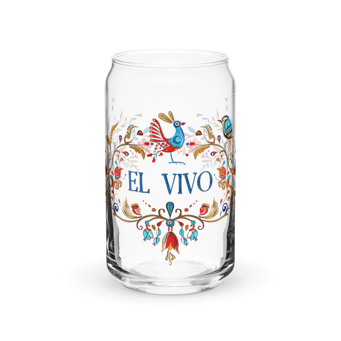 El Vivo Exclusive Art Piece Can-Shaped Glass Home Office Work Mexican Spanish Pride Gift Cup One-Of-A-Kind Calligraphy Glass | E1 Mexicada 16 oz