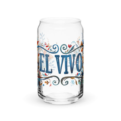 El Vivo Exclusive Art Piece Can-Shaped Glass Home Office Work Mexican Spanish Pride Gift Cup One-Of-A-Kind Calligraphy Glass | E2 Mexicada 16 oz