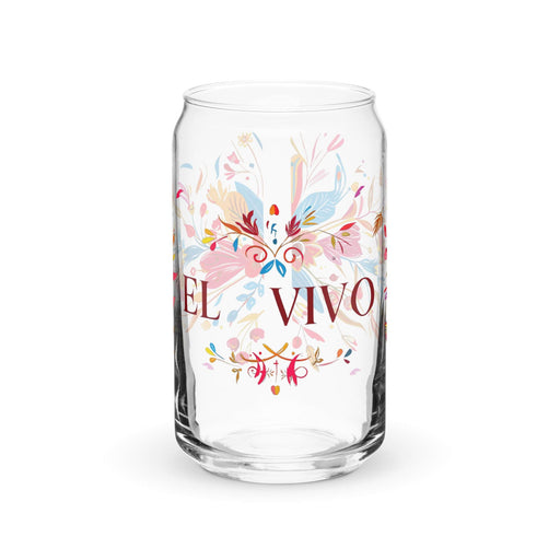 El Vivo Exclusive Art Piece Can-Shaped Glass Home Office Work Mexican Spanish Pride Gift Cup One-Of-A-Kind Calligraphy Glass | E6 Mexicada 16 oz