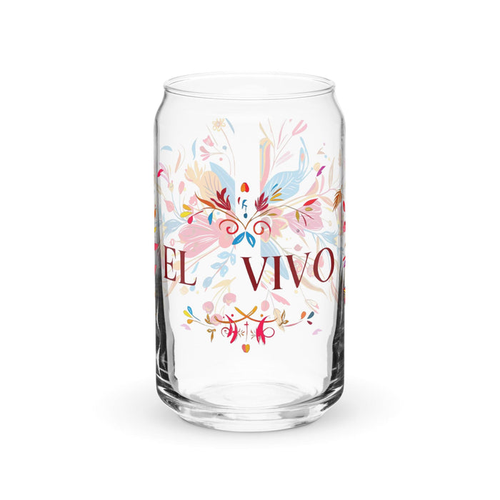 El Vivo Exclusive Art Piece Can-Shaped Glass Home Office Work Mexican Spanish Pride Gift Cup One-Of-A-Kind Calligraphy Glass | E6 Mexicada 16 oz