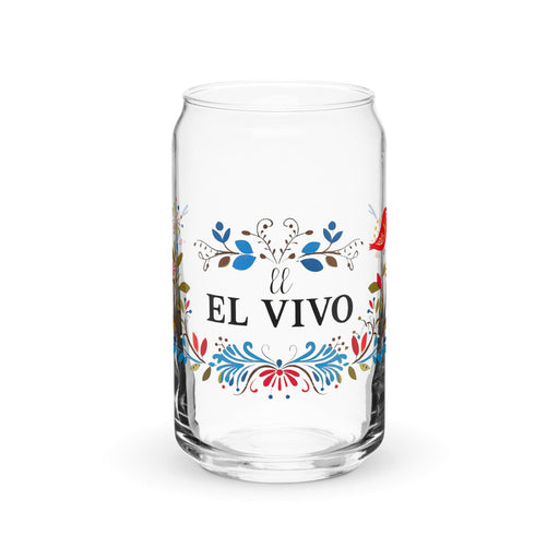 El Vivo Exclusive Art Piece Can-Shaped Glass Home Office Work Mexican Spanish Pride Gift Cup One-Of-A-Kind Calligraphy Glass | E7 Mexicada 16 oz