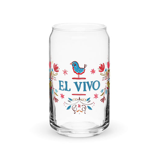 El Vivo Exclusive Art Piece Can-Shaped Glass Home Office Work Mexican Spanish Pride Gift Cup One-Of-A-Kind Calligraphy Glass | E8 Mexicada 16 oz