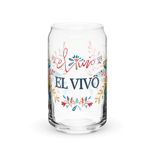 El Vivo Exclusive Art Piece Can-Shaped Glass Home Office Work Mexican Spanish Pride Gift Cup One-Of-A-Kind Calligraphy Glass | E10 Mexicada 16 oz