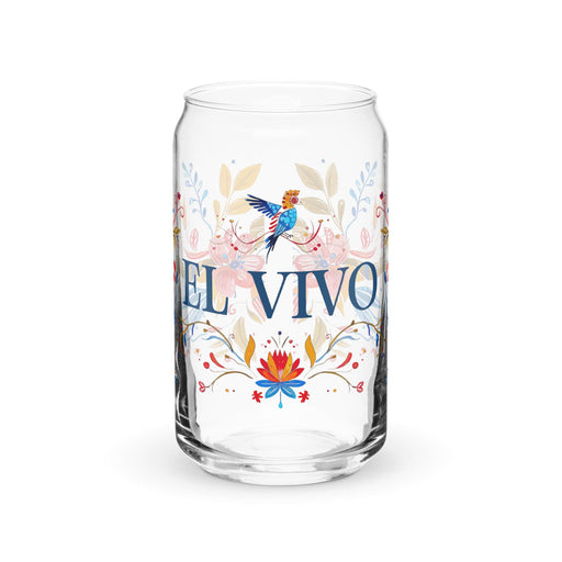 El Vivo Exclusive Art Piece Can-Shaped Glass Home Office Work Mexican Spanish Pride Gift Cup One-Of-A-Kind Calligraphy Glass | E14 Mexicada 16 oz