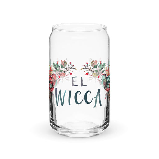 El Wicca Exclusive Art Piece Can-Shaped Glass Home Office Work Mexican Spanish Pride Gift Cup One-Of-A-Kind Calligraphy Glass | E9 Mexicada 16 oz